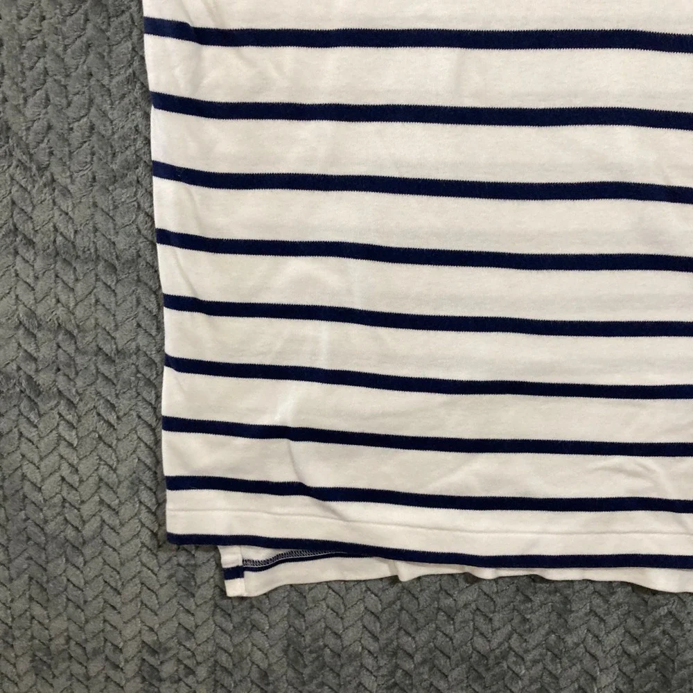 Polo Ralph Lauren Polo Shirt Mens L Striped White Navy Blue